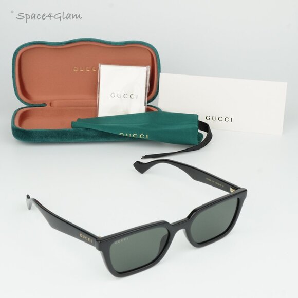 BRAND NEW Gucci GG1539S 001 Black Grey Unisex Rectangle Sunglasses GG 1539S - Picture 4 of 10